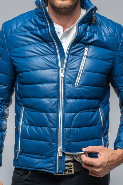 F1 Racer Down Jacket In Blue | Mens - Outerwear - Leather | Heinz Bauer