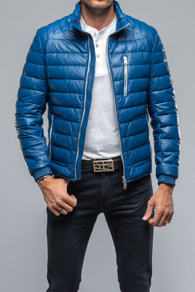 F1 Racer Down Jacket In Blue | Mens - Outerwear - Leather | Heinz Bauer
