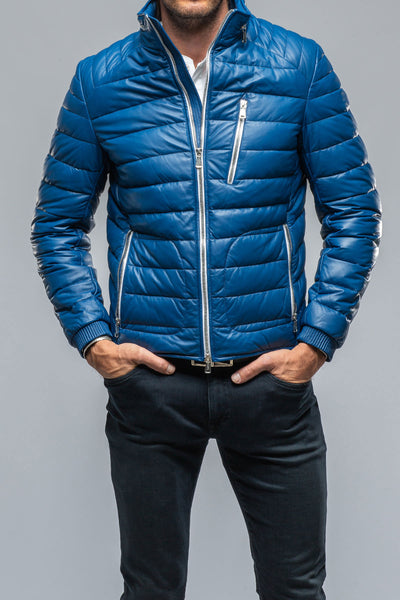 F1 Racer Down Jacket In Blue | Mens - Outerwear - Leather | Heinz Bauer
