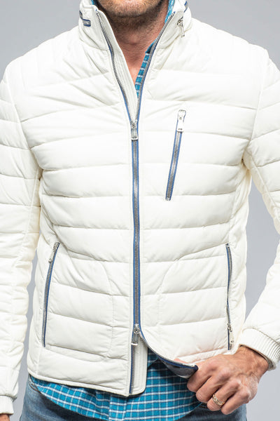 F1 Racer Down Jacket In White | Mens - Outerwear - Leather | Heinz Bauer