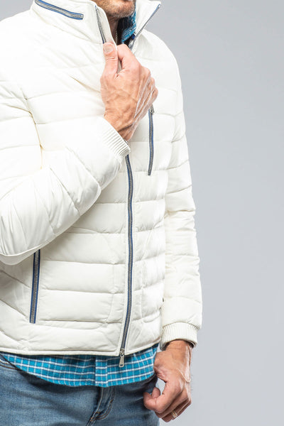F1 Racer Down Jacket In White | Mens - Outerwear - Leather | Heinz Bauer
