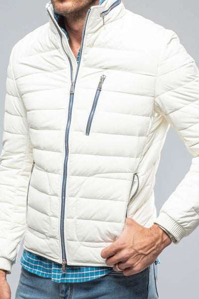 F1 Racer Down Jacket In White | Mens - Outerwear - Leather | Heinz Bauer