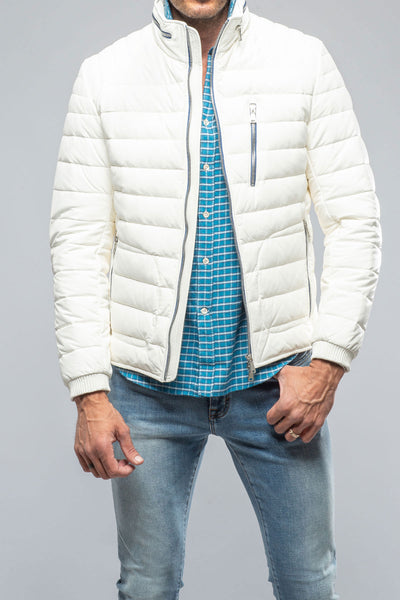 F1 Racer Down Jacket In White | Mens - Outerwear - Leather | Heinz Bauer