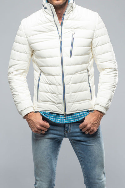 F1 Racer Down Jacket In White | Mens - Outerwear - Leather | Heinz Bauer