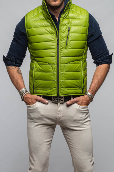 Heinz Bauer Hamilton Leather Vest In Green Mens - Outerwear - Leather