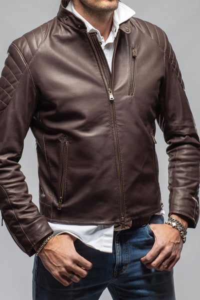 Heinz Bauer Interlagos Moto Jacket In Chocolate Brown Mens - Outerwear - Leather