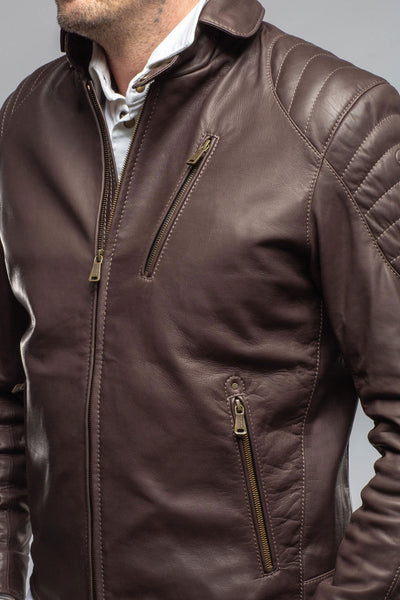 Heinz Bauer Interlagos Moto Jacket In Chocolate Brown Mens - Outerwear - Leather