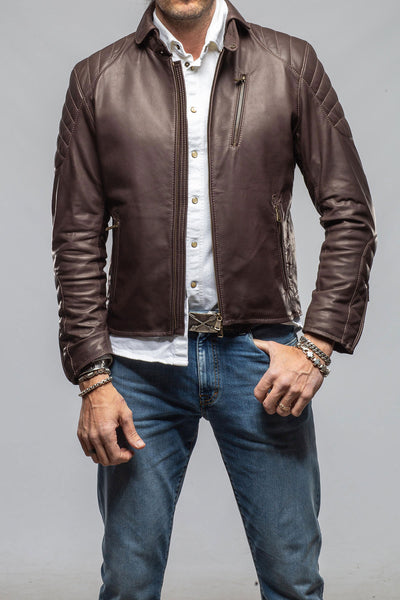 Heinz Bauer Interlagos Moto Jacket In Chocolate Brown Mens - Outerwear - Leather