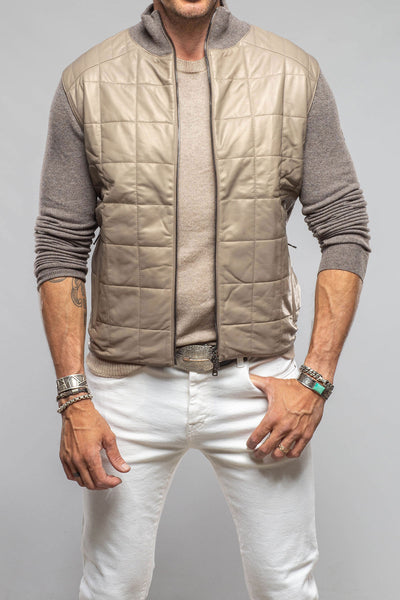 Luge Racer Sweater Jacket In Gold Sand | Mens - Outerwear - Leather | Heinz Bauer