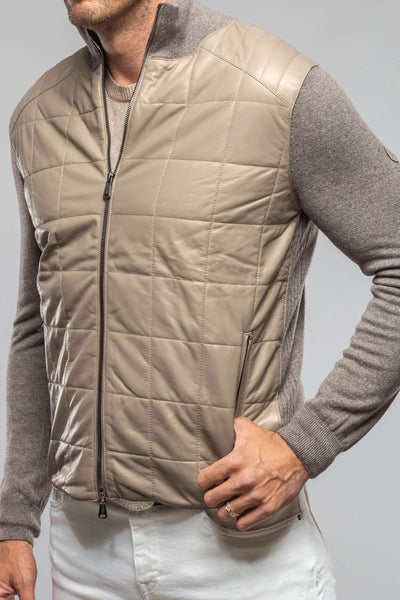 Luge Racer Sweater Jacket In Gold Sand | Mens - Outerwear - Leather | Heinz Bauer