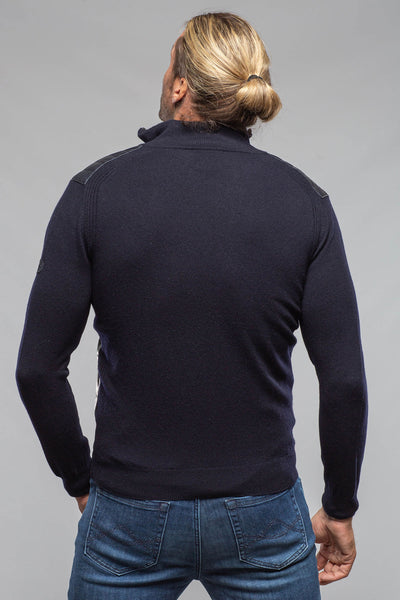 Heinz Bauer Luge Racer Sweater Jacket In Navy Mens - Outerwear - Leather