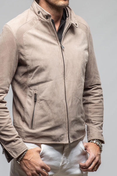 Heinz Bauer San Remo Race Jacket In Grey Sand Mens - Outerwear - Leather