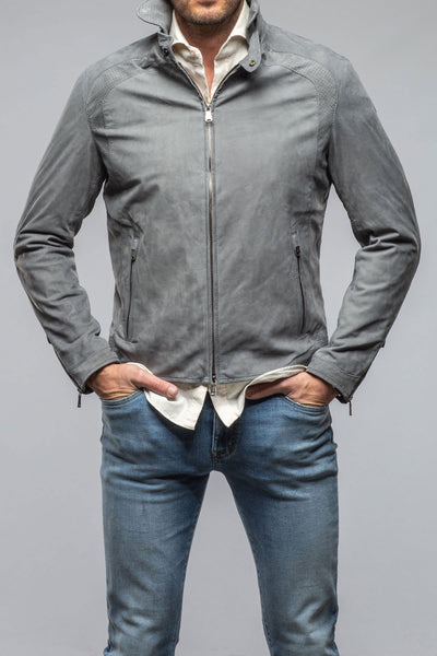 Heinz Bauer San Remo Race Jacket In Grey Taupe Mens - Outerwear - Leather
