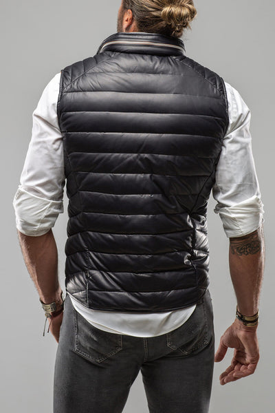 Heinz Bauer Saxan Leather Vest In Navy Mens - Outerwear - Leather