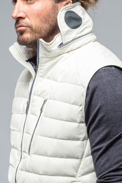 Heinz Bauer Saxan Leather Vest In Off White Mens - Outerwear - Leather