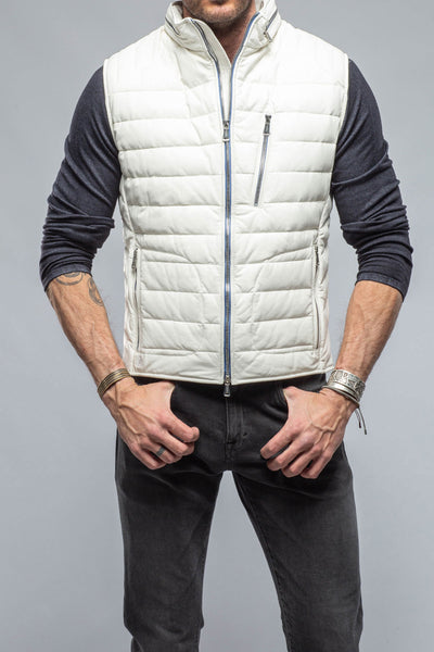 Heinz Bauer Saxan Leather Vest In Off White Mens - Outerwear - Leather