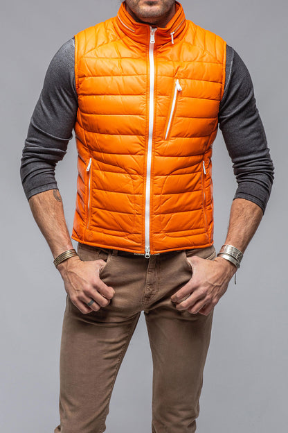 Heinz Bauer Saxan Leather Vest In Orange Mens - Outerwear - Leather