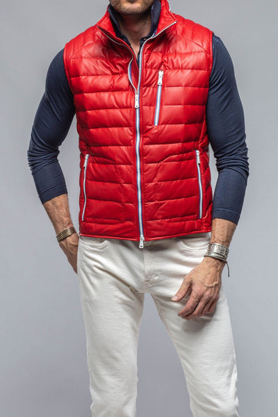 Saxan Leather Vest In Red | Mens - Outerwear - Leather | Heinz Bauer