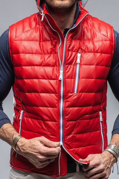 Heinz Bauer Saxan Leather Vest In Red Mens - Outerwear - Leather