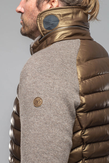 Heinz Bauer Sepang Sweater Jacket In Copper and Grey Mens - Outerwear - Leather