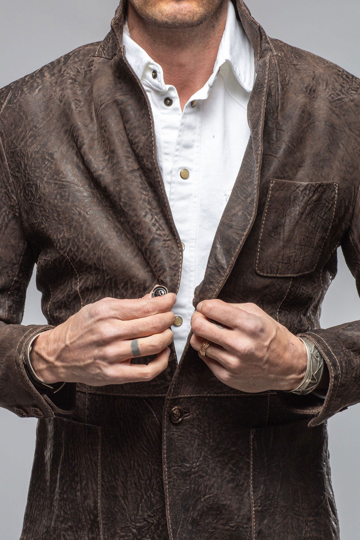 Elliot Blazer In Dark Chocolate | Samples - Mens - Outerwear - Leather | Gimo's