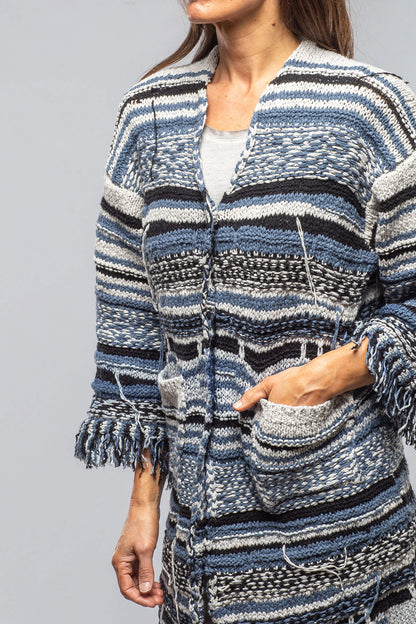 Masi Long Knit Cardigan In Denim | Ladies - Sweaters | Sonia Villa