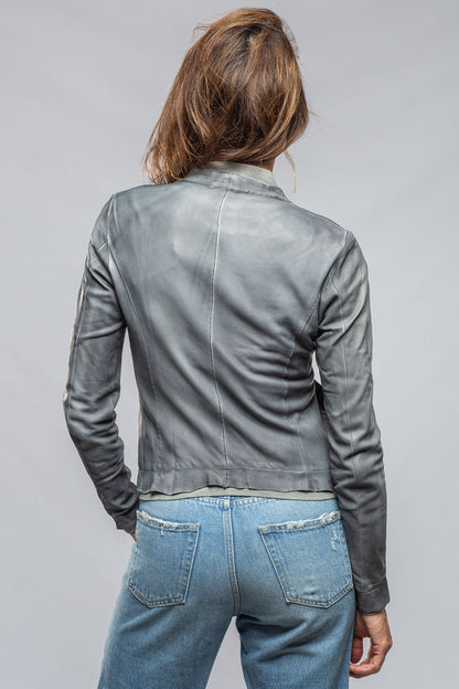 Ania Washed Leather Jacket In Steel Grey | Ladies - Outerwear - Leather | Axel's