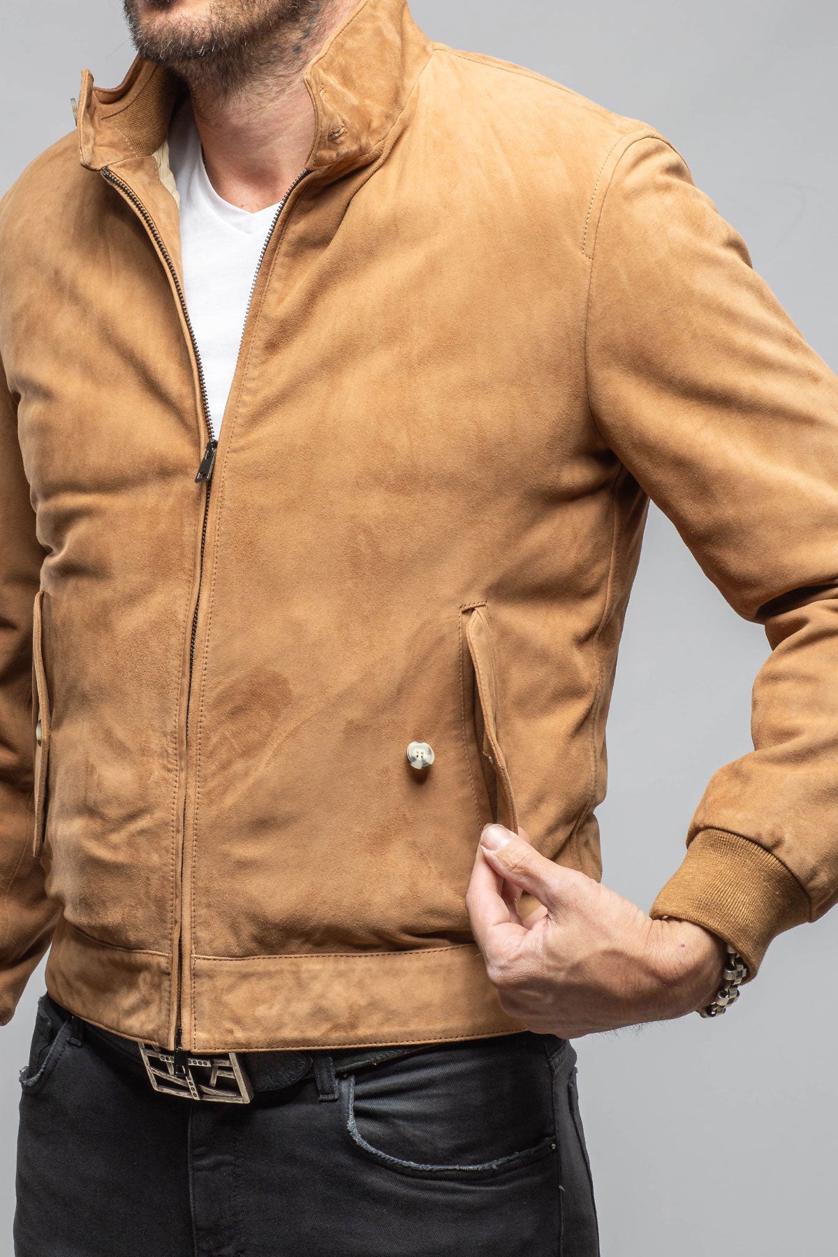 Bernard Suede Puffer | Samples - Mens - Outerwear - Leather | Axel's Florence Collection