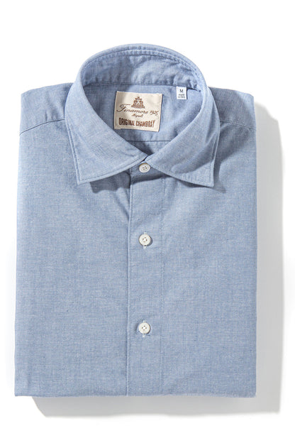 Dragones Chambray Shirt In Navy | Mens - Shirts - Dress | Finamore Napoli