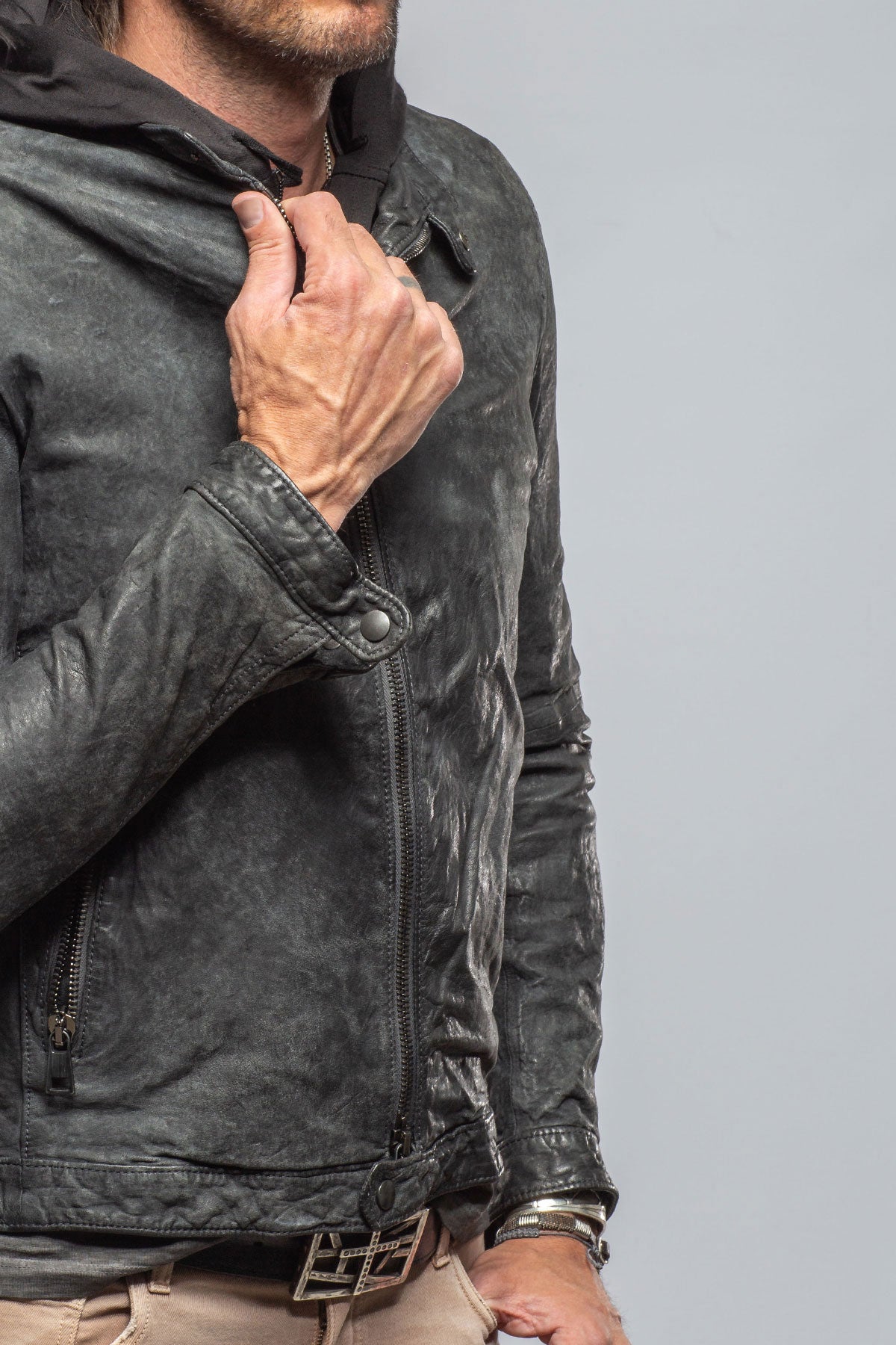 Gio Hooded Moto | Samples - Mens - Outerwear - Leather | Gimo's