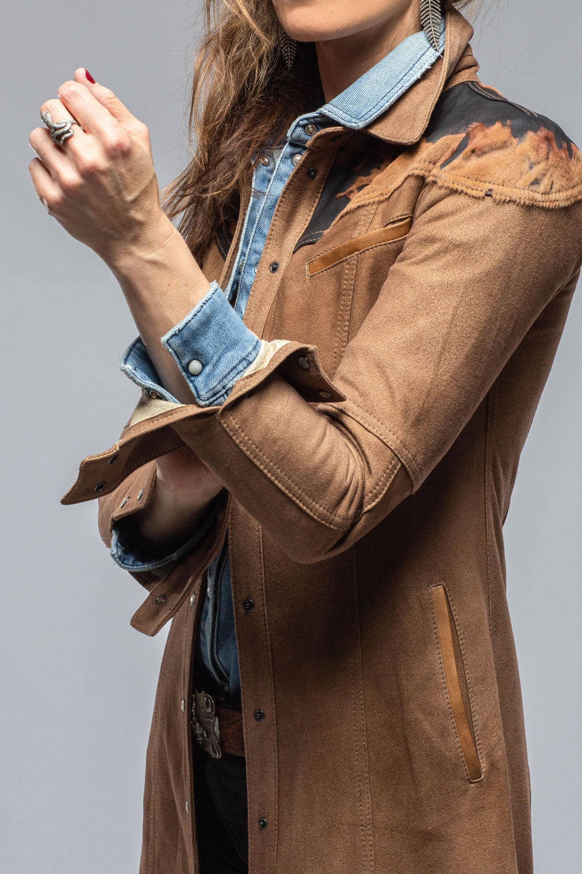 Waggoner Long Hair-On Suede Duster | Ladies - Outerwear - Leather | Roncarati