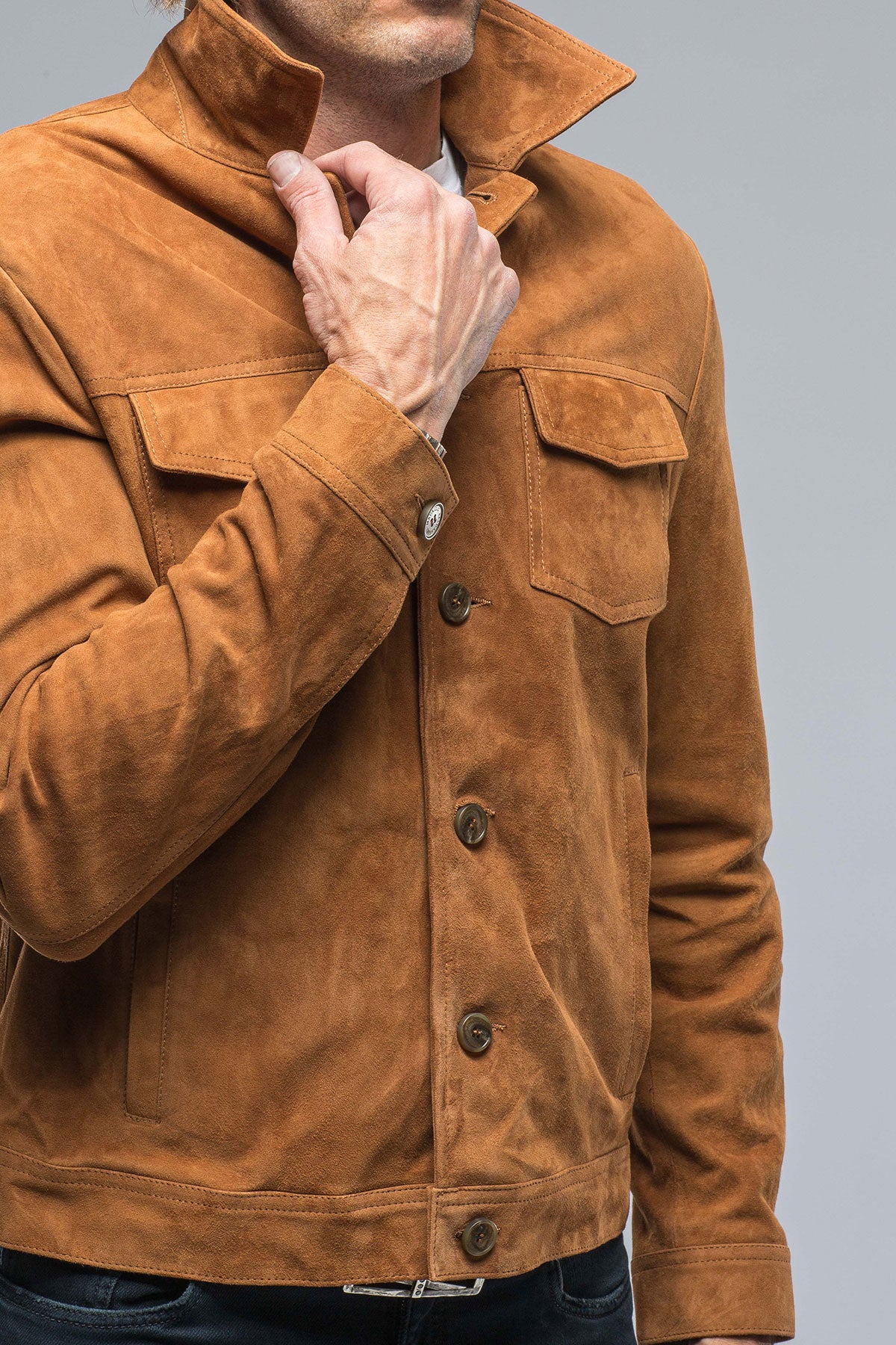 River Suede Trucker Jacket | Mens - Outerwear - Leather | Baldassari