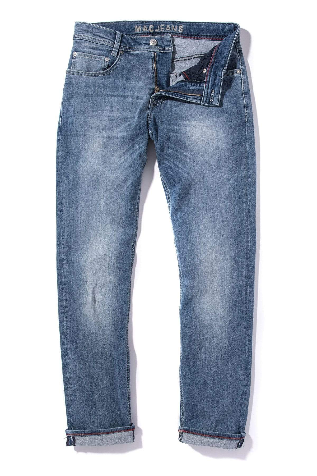 MAC Arne Pipe Lighter Denim w/Heavy Wear | Mens - Pants - 5 Pocket | Mac Jeans