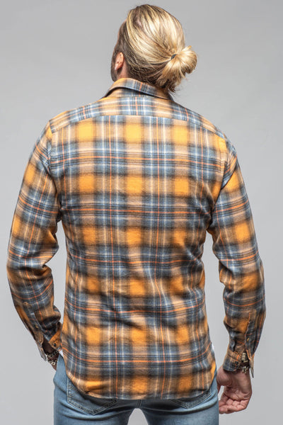 Sunbeam Cotton Check Snap Shirt In Orange Blue