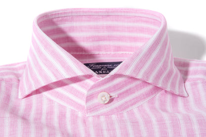 Bonobo Linen Washed Bengal Stripe In Pink | Mens - Shirts - Dress | Finamore Napoli