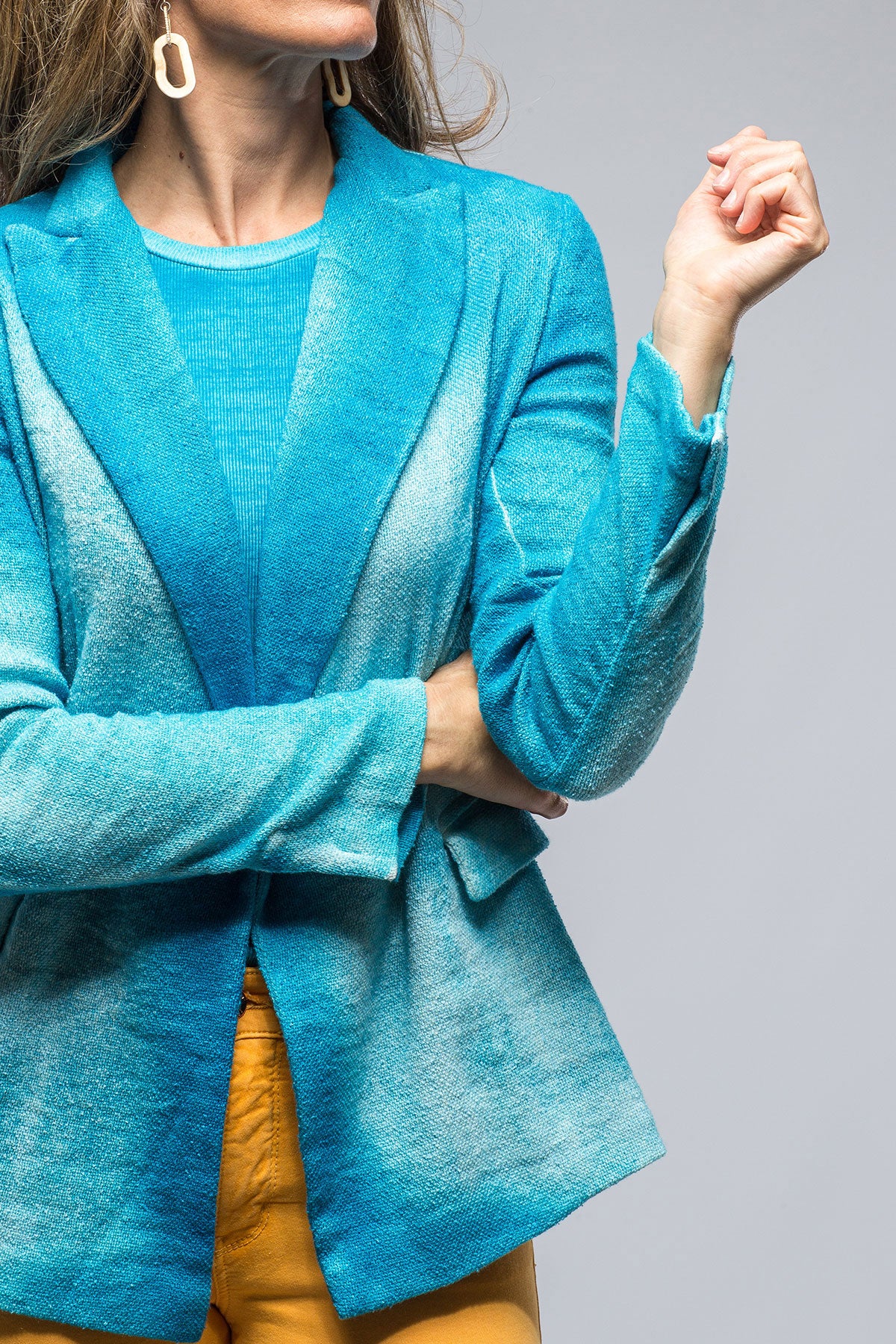 Roberta Dbl Brstd Shaded Jacket In Turquoise