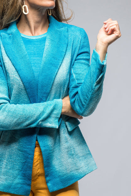 Roberta Dbl Brstd Shaded Jacket In Turquoise