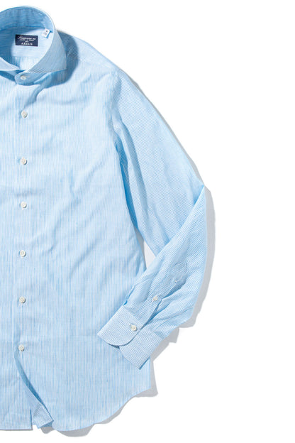 Lutung Cotton Linen Stripe In Turquiose | Mens - Shirts - Dress | Finamore Napoli