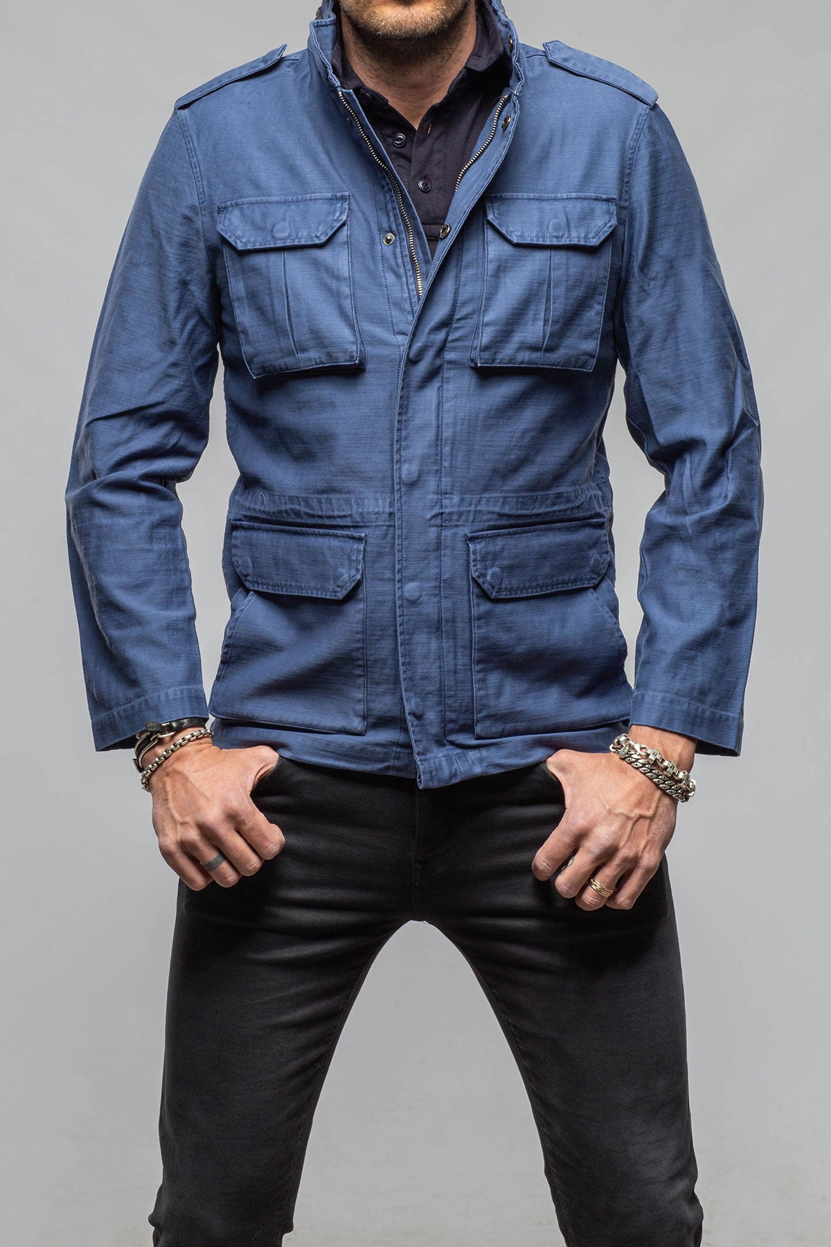 Keeling Savu Linen Jacket In Indigo Mens - Outerwear - Lightweight