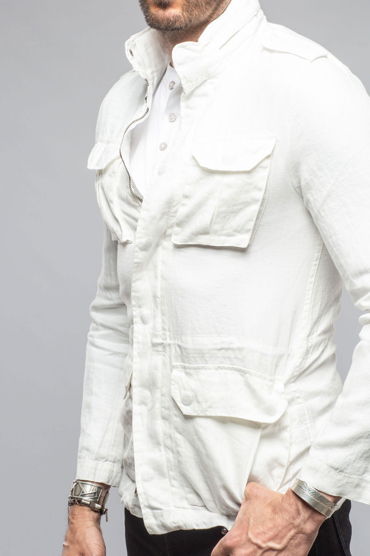 Keeling Savu Linen Jacket In White Mens - Outerwear - Lightweight