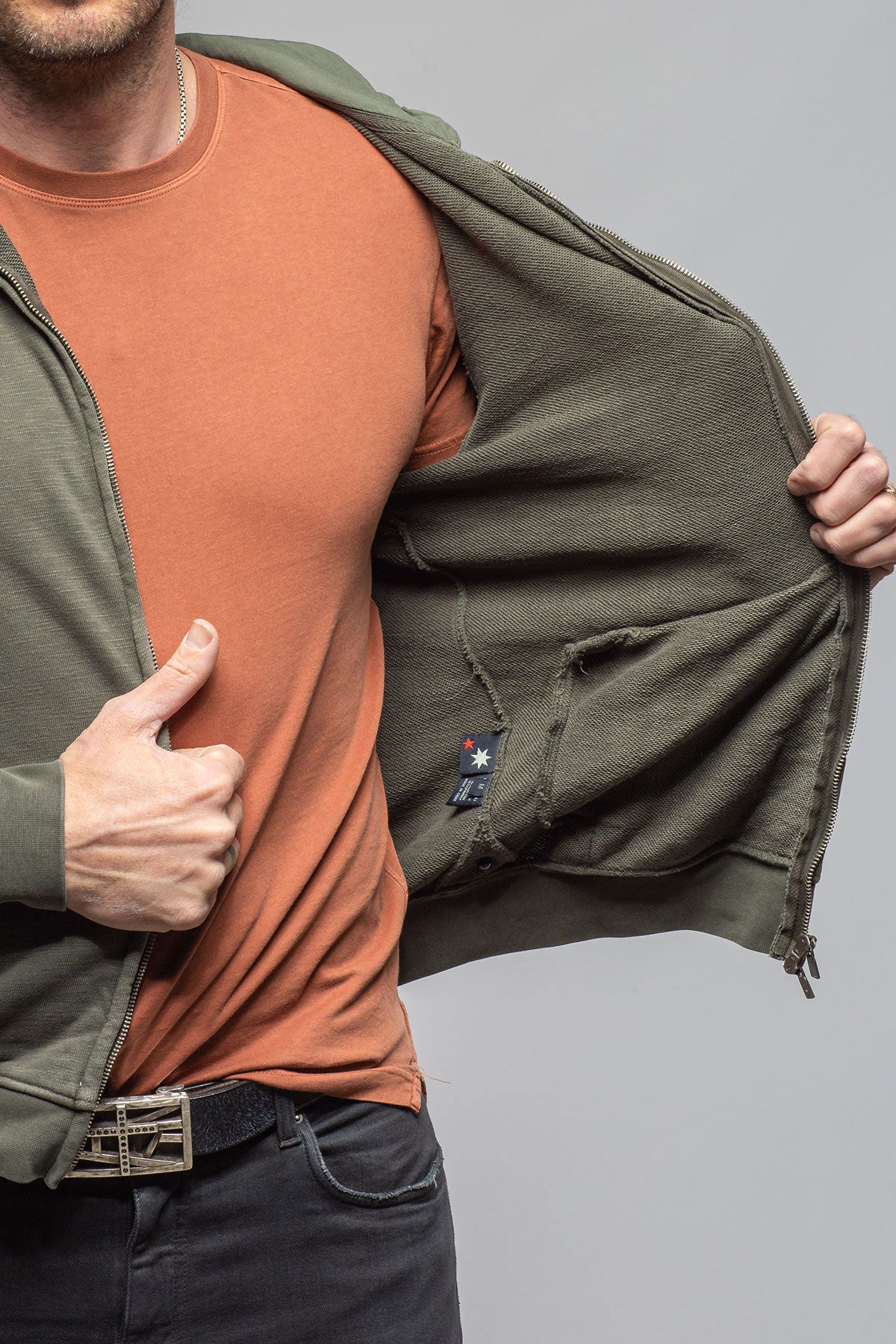 Sibut Zip Hoddie In Olivine | Mens - Outerwear - Overshirts | Keeling