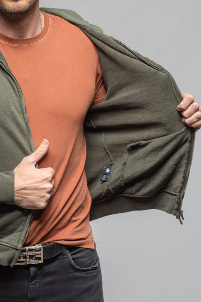 Sibut Zip Hoddie In Olivine | Mens - Outerwear - Overshirts | Keeling