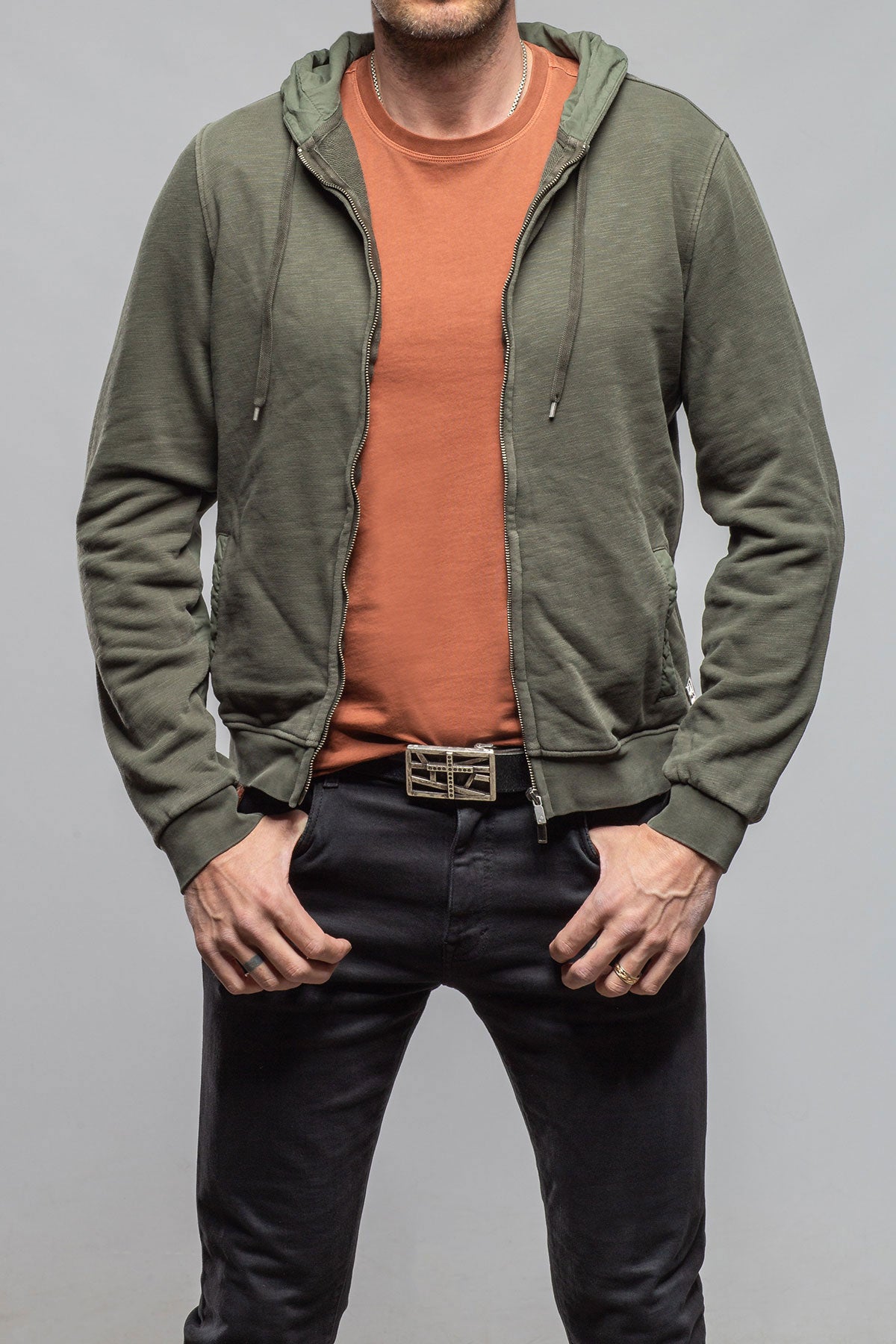 Sibut Zip Hoddie In Olivine | Mens - Outerwear - Overshirts | Keeling