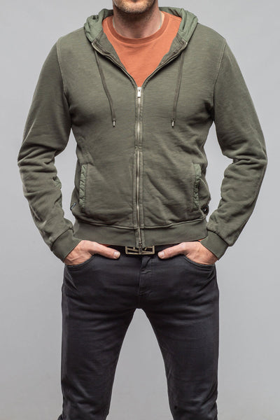 Sibut Zip Hoddie In Olivine | Mens - Outerwear - Overshirts | Keeling