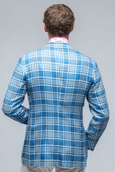 Kiton Cassis Blue and White Check Mens - Tailored - Sport Coats
