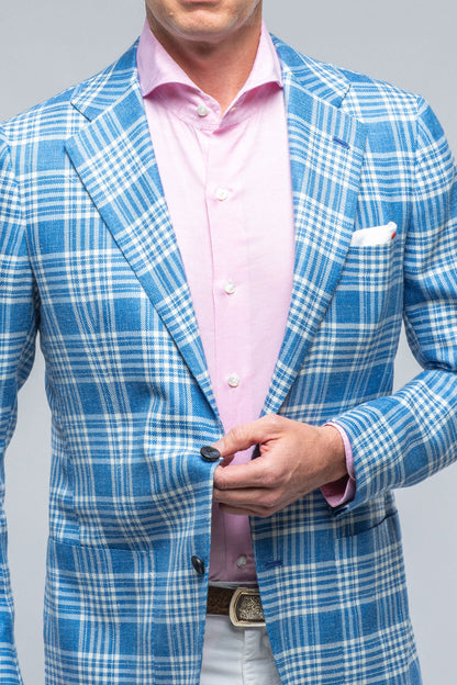 Kiton Cassis Blue and White Check Mens - Tailored - Sport Coats