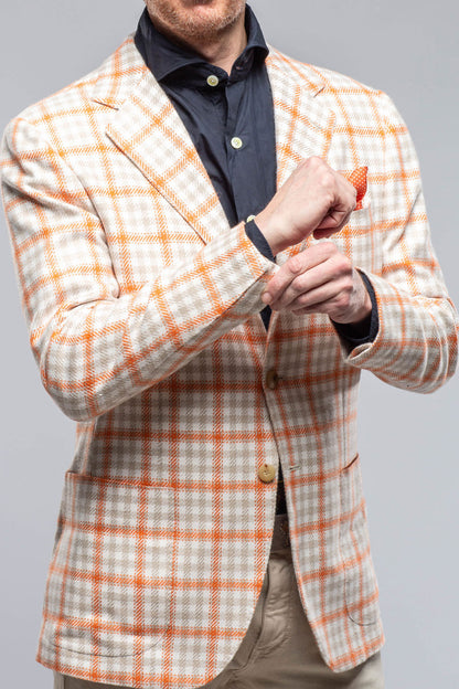 Kiton Eagan Cashmere Sport Coat in Cream and Orange Mens - Tailored - Sport Coats