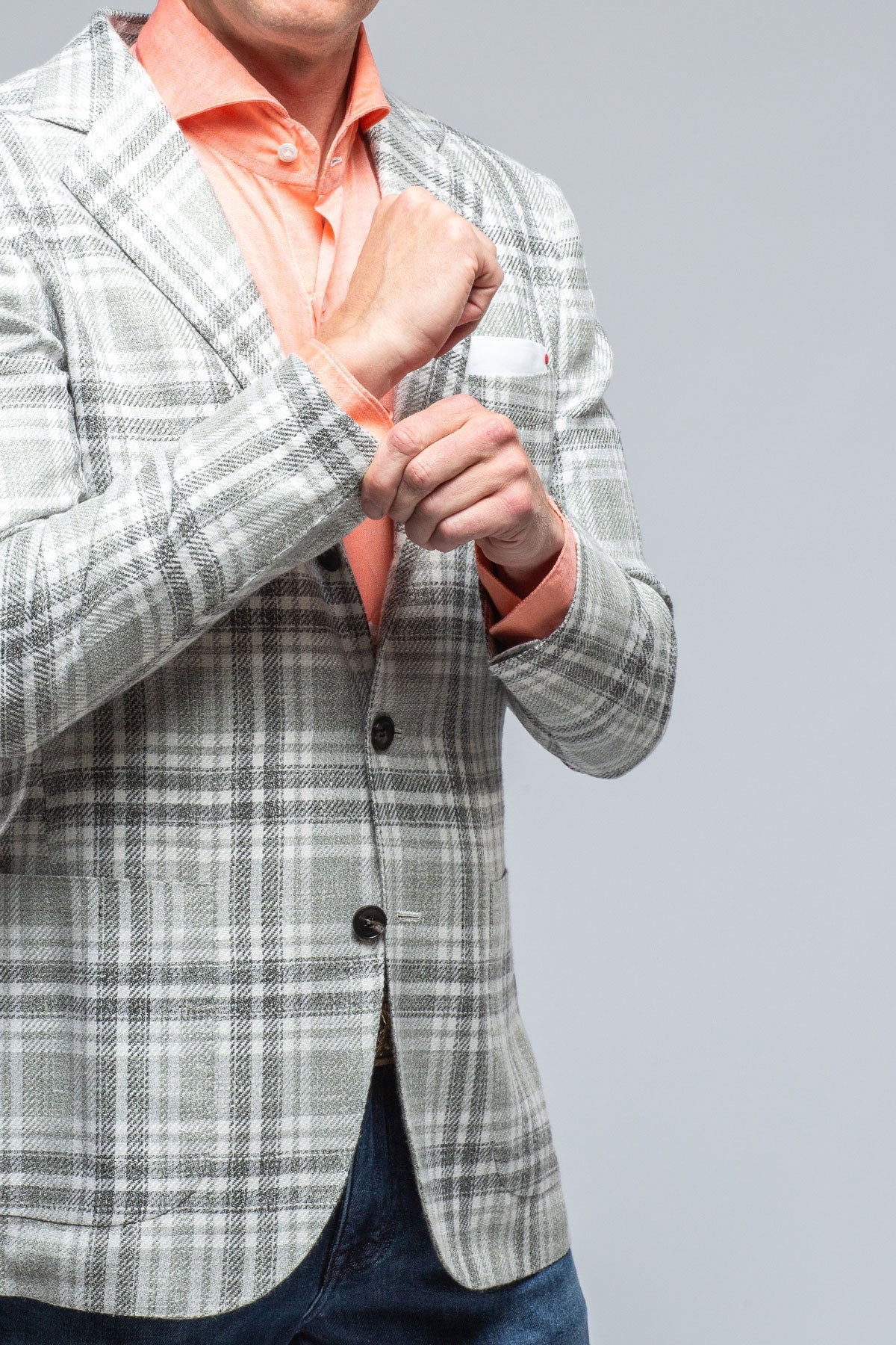 Kiton Porquerolles Grey Checked Jacket Mens - Tailored - Sport Coats