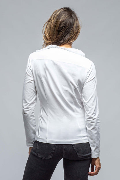 Monica V-Neck Ruffle Front Blouse In White | Ladies - Blouses | European Culture