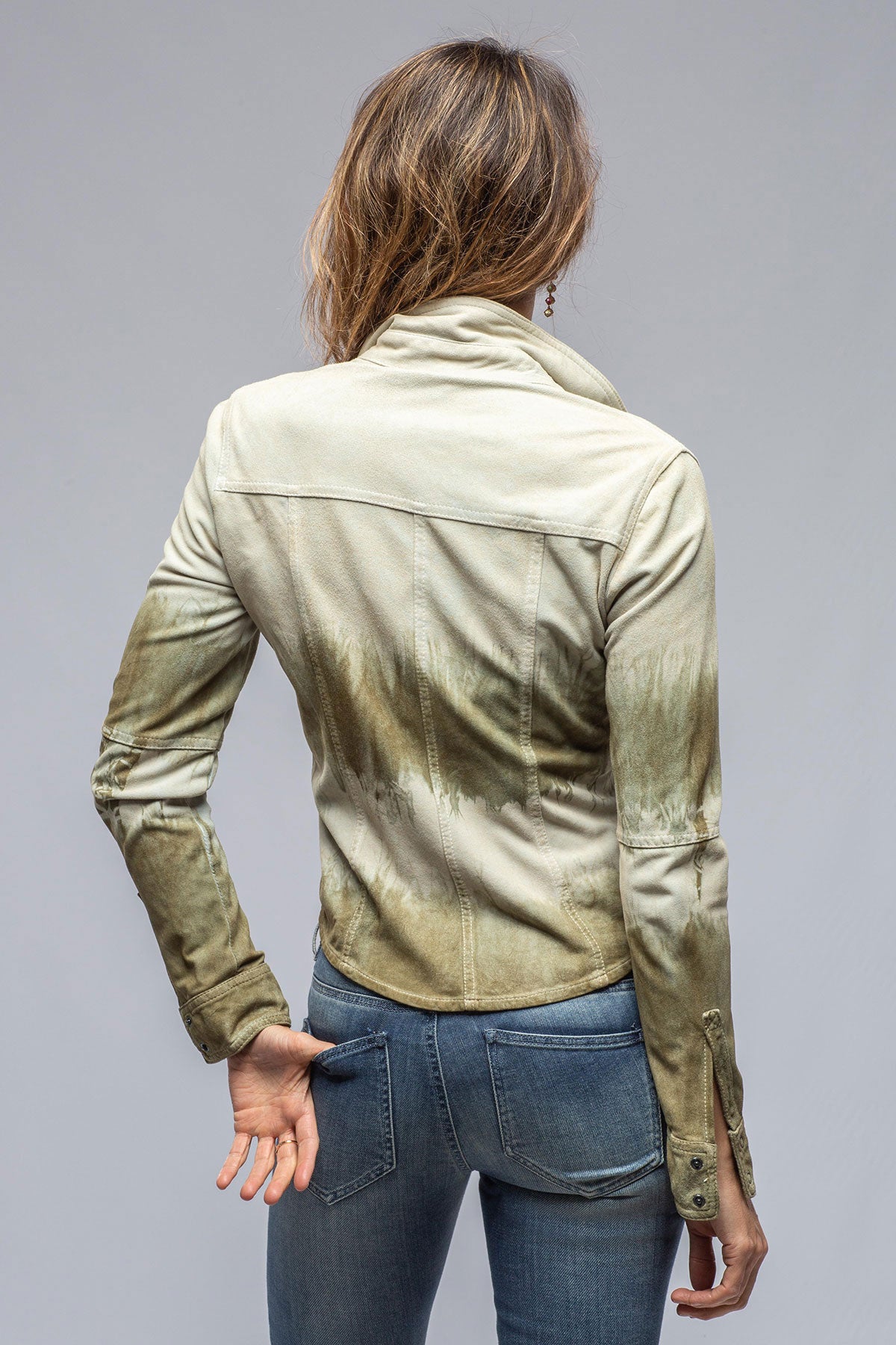 Marana Suede Shirt In Ice/Green Tie-Die | Ladies - Outerwear - Leather | Roncarati